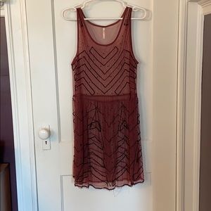 Free people mesh sequin slip dress